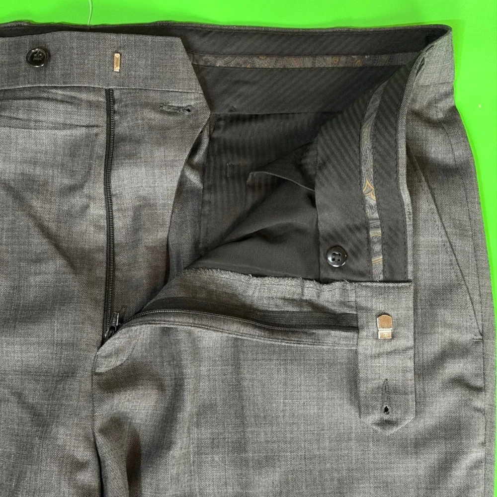 Ralph Lauren Dress Pants Mens 38/29 Grey 100% Wool Natural Stretch Cuffed Slacks